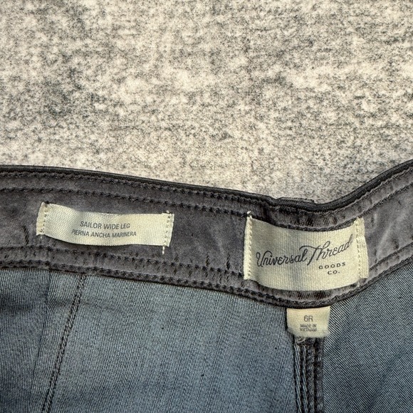 Universal Thread Sailor Wide Leg Jeans Womens 6R Gray Flocked Marbled High Rise - Picture 7 of 15